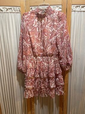 MSK Pink Paisley Midi Dress